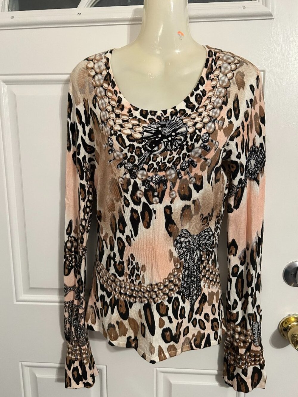 Cache Animal Print Long Sleeve Sweater - Size Medium  Cache2